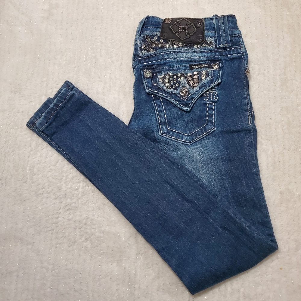 Miss Me Dark Blue Embellished Skinny Jeans